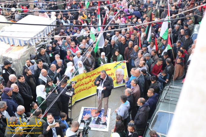 مسيرةٌ جماهيريةٌ غاضبةٌ في مخيم البرج الشمالي استنكارًا لصفقة القرن ودعمًا للقيادة الفلسطينية