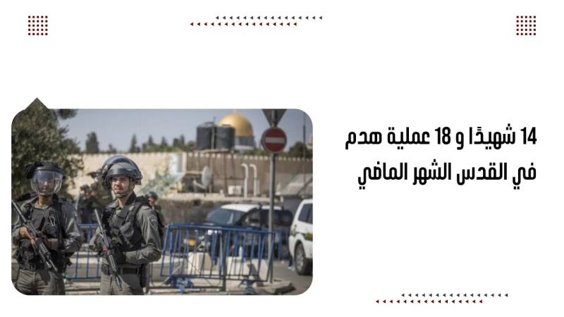 14 شhيدًا و 18 عملية هدم في القدس الشهر الماضي