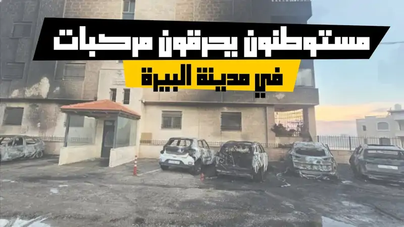 مستوطنون يحرقون مركبات في مدينة البيرة