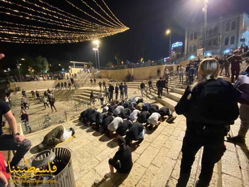 مقدسيون يؤدون صلاة التراويح في باب العامود بعد اعلان الاحتلال اغلاقه