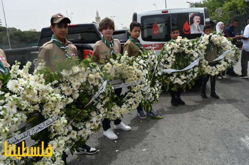 (تحت المقال - 3) - اكاليل باسم الرئيس عباس وسفارة دولة فلسطين في جنازة المناضل اللبناني العروبي كمال شاتيلا