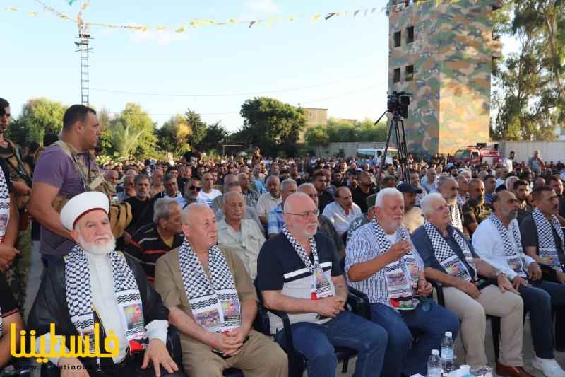 حركة "فتح" وقوات الأمن الوطني في لبنان تؤبِّن الشهداء العرموشي وفندي وعمر محمد في مخيم الرشيدية