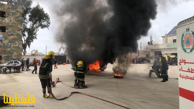 (تحت المقال - 9) - أفواج الإطفاء الفلسطينية ووحدة الإسعاف والطوارئ تنفذان مناورة تدريبية